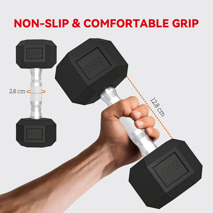 SPORTNOW Hex Dumbbell Set with Weights Storage Rack, Rubber Coated Dumbbells, Non-Slip Chrome Handles, Space-Saving for Home Gym Weight Lifting Strength Training, 2 x 4kg, 2 x 6kg, 2 x 8kg