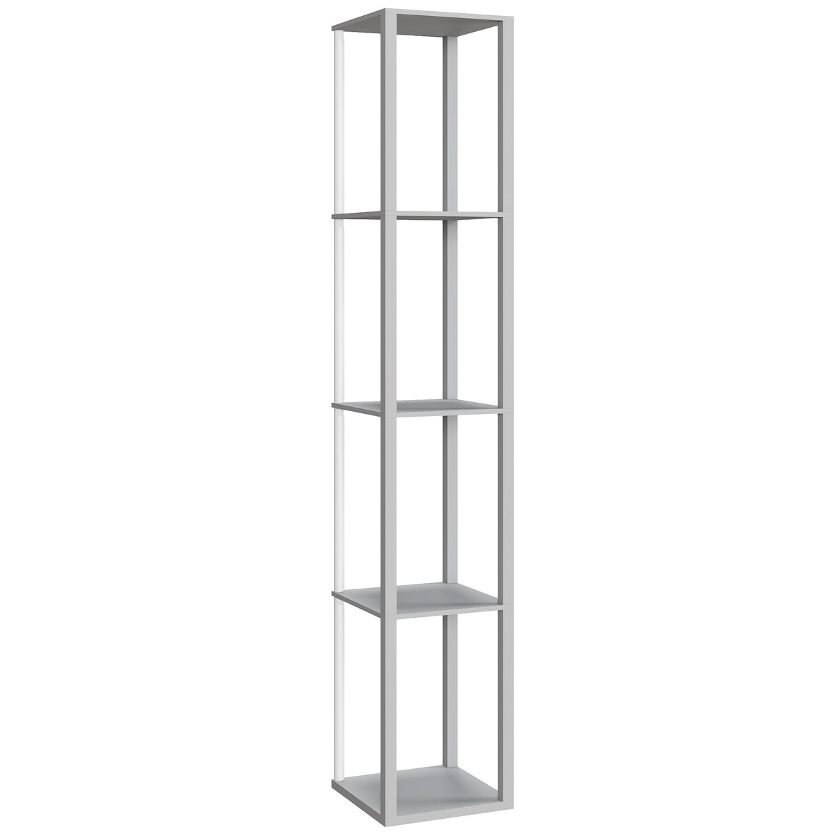 HOMCOM RGB LED Floor Lamp with Shelves, Modern Dimmable Standing Lamp with Remote Control, Adjustable Brightness & Speed for Living Room, Bedroom, Office, Grey