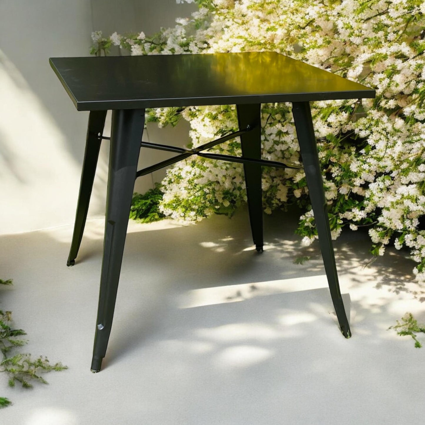 Contemporary and Durable 80x80x76cm Metal Dining Table - Modern Table for Home, Bistro, Cafe, Patio, Indoor, and Outdoor Use for Breakfast, Outdoor Gatherings, or any Spaces (Black)
