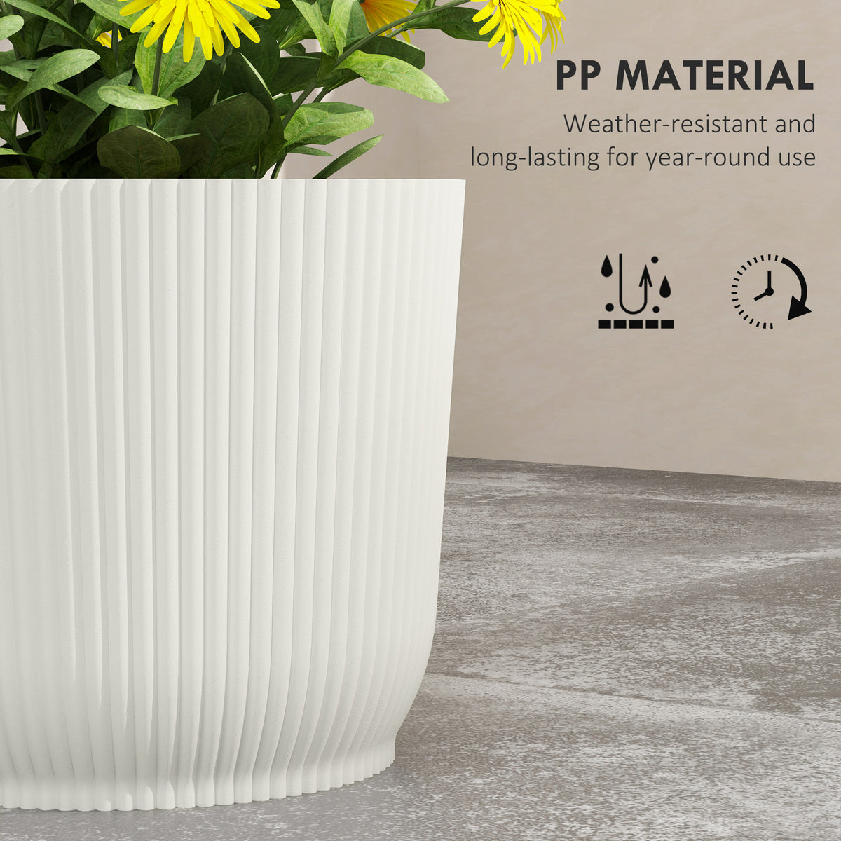 Outsunny Set of Two Ф22cm Planters - White