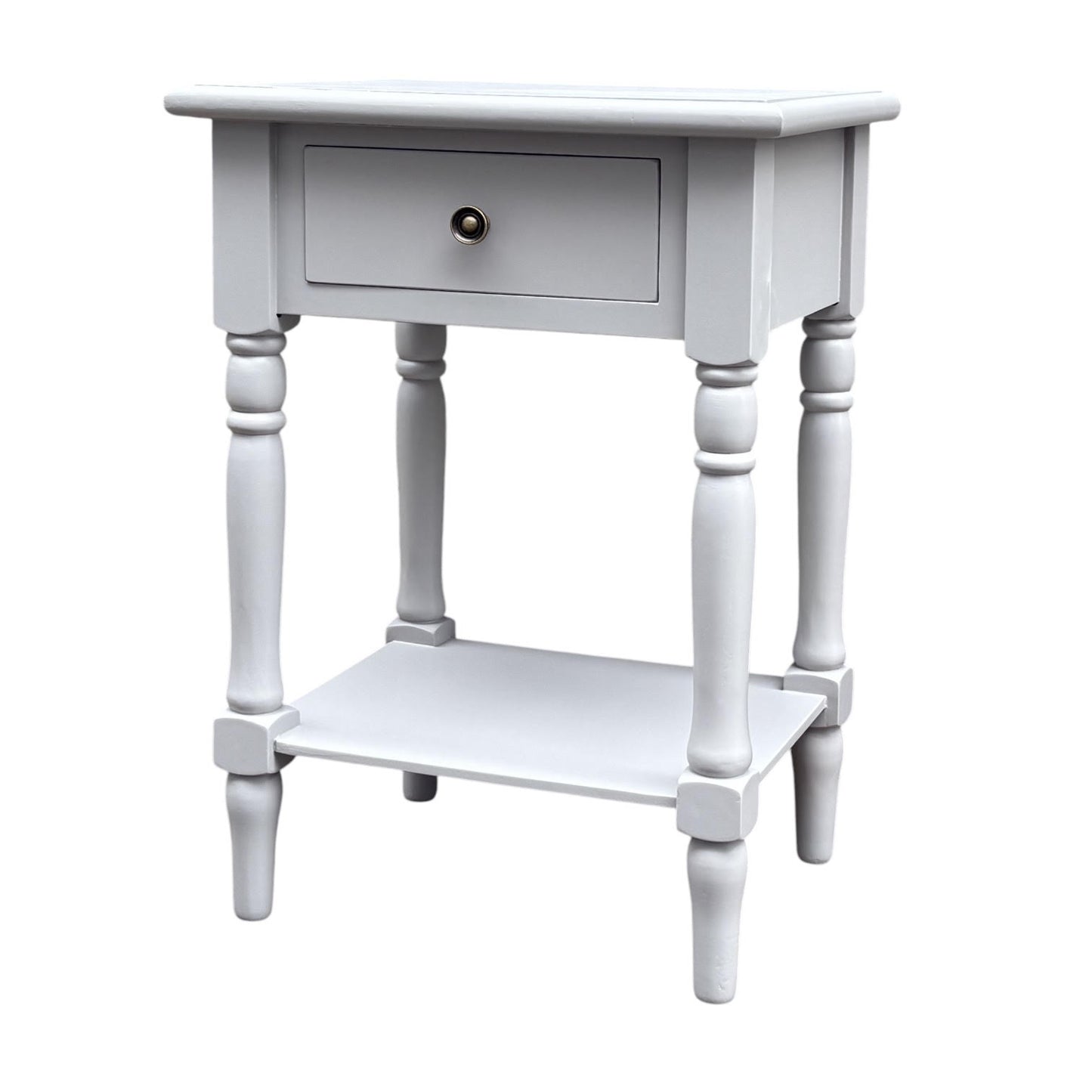 Modern and Stylish Bedside Wooden Side Table with 1 Drawer and Shelf - Sleek Art Deco Solid Pine Wood Side Tables with Storage for Home, Office, Living Room, and Hallways Decor (Solid, Grey)