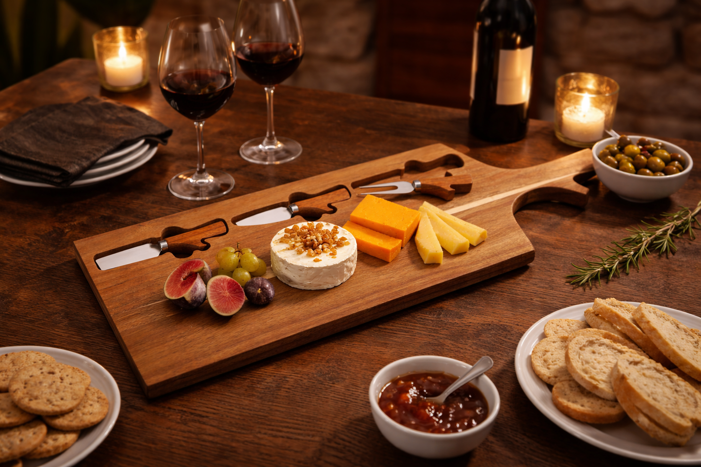 Wooden Cheese Board with Cheese Cutters A242594