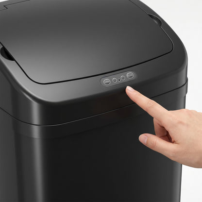 HOMCOM 48L Galvanised Steel Sensor Bin - Black