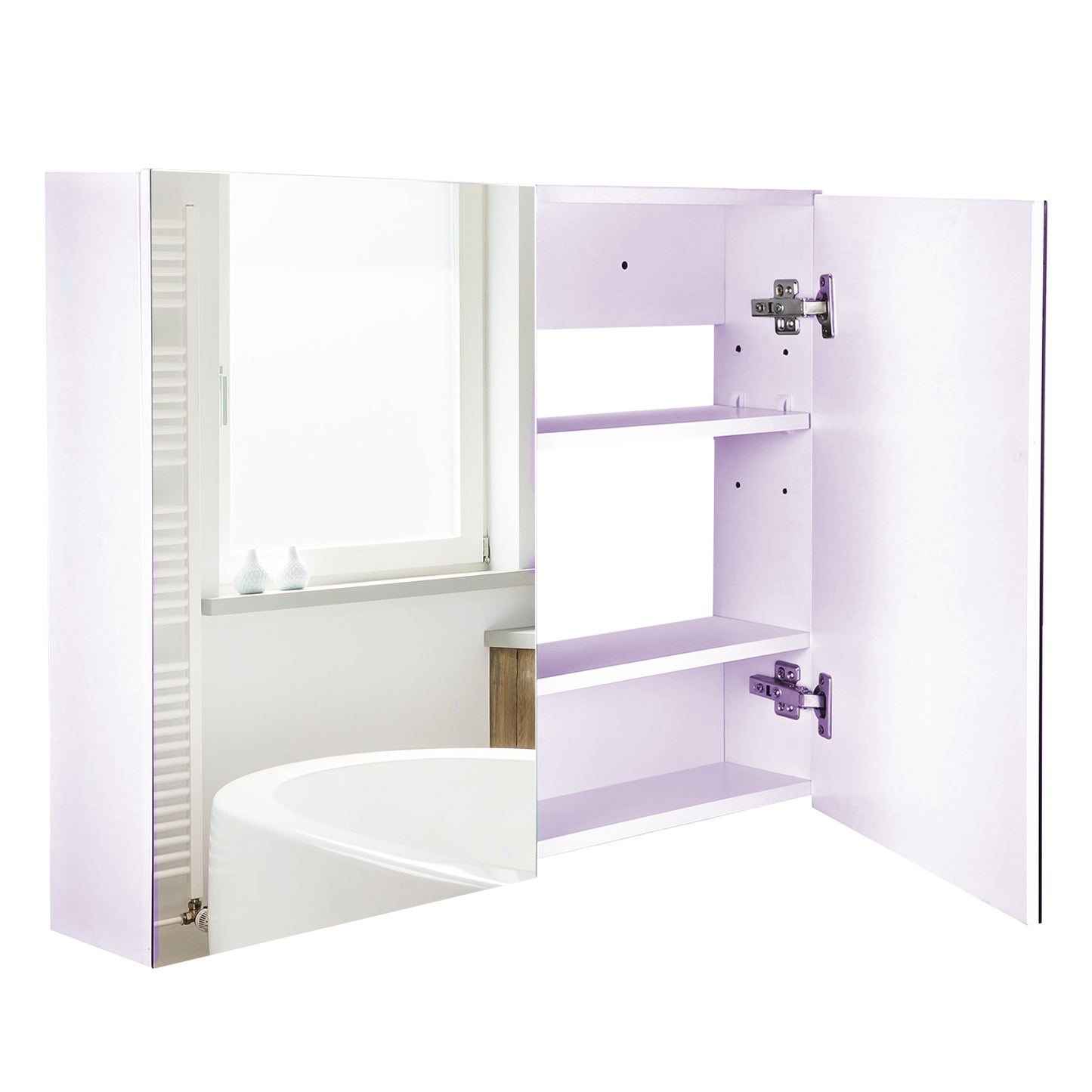 Mirror Cabinet Double Door Wall Mounted Modern Storage Unit Bathroom