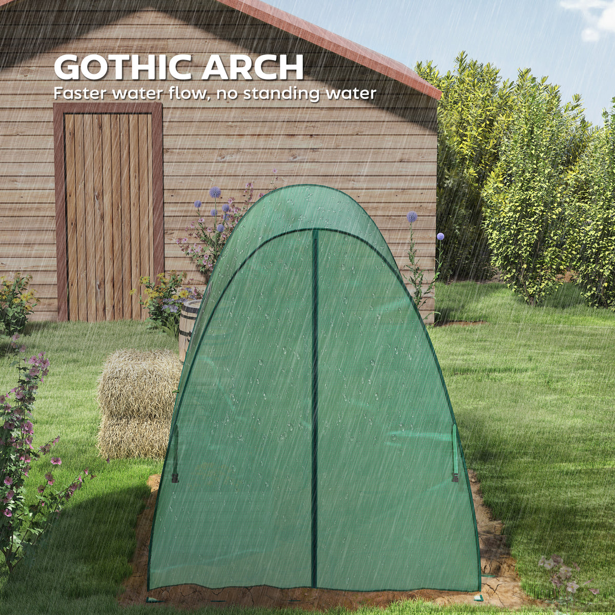 Outsunny Polytunnel Greenhouse with Sandbags, Walk-In Tunnel Green House with 2 Doors and Screen Windows, 1.8 x 1.8 x 2m, Green