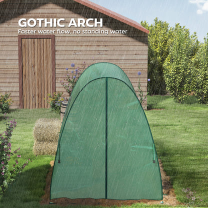 Outsunny Polytunnel Greenhouse with Sandbags, Walk-In Tunnel Green House with 2 Doors and Screen Windows, 1.8 x 1.8 x 2m, Green
