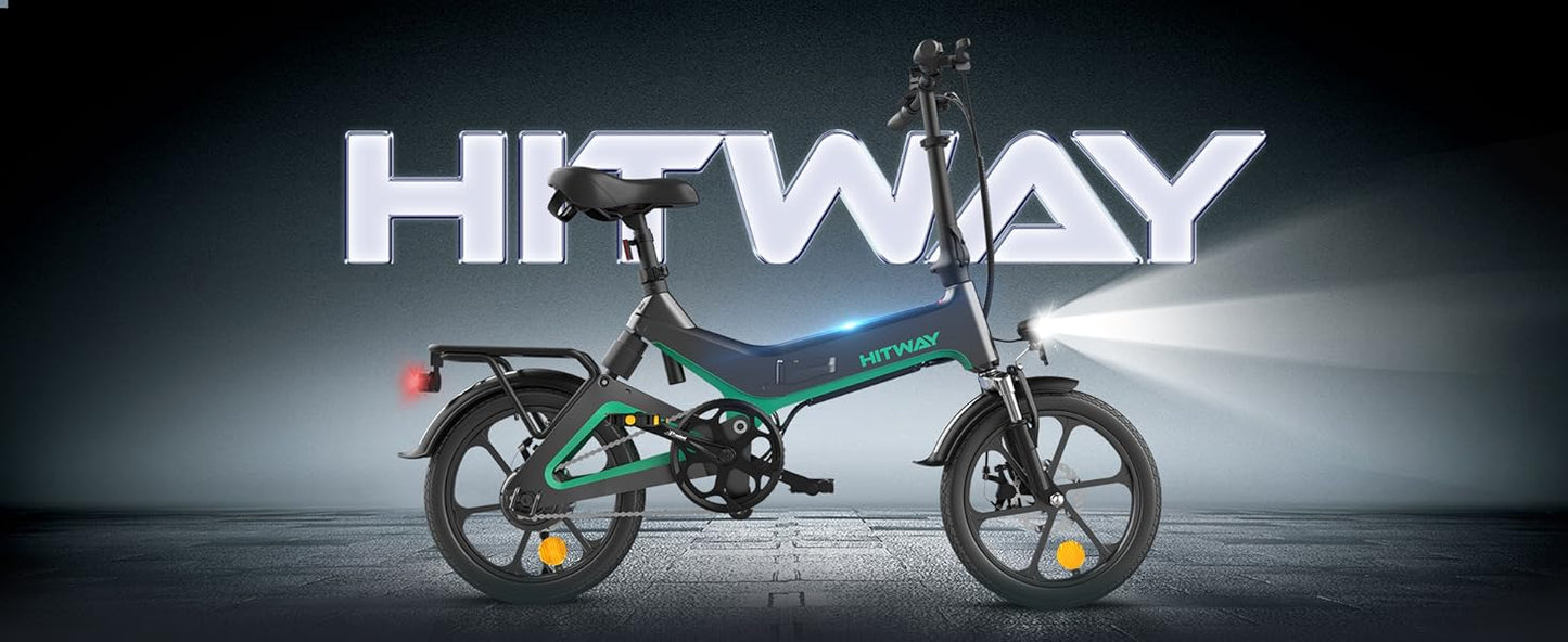 HITWAY Electric Bike 250W Foldable Pedal Assist E Bike with 7.8Ah Battery without accelerator, 16 inch for Teenager and Adults
