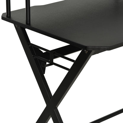HOMCOM Gaming Desk Writing Racing Computer Table Workstation with Headphone Hook Curved Front Adjustable Feet for Home Office Use 140 x 60cm