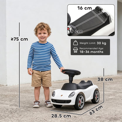 AIYAPLAY Ride on Car, Porsche Licensed Toddler Push Car with Horn, Headlights, Sound and Steering Wheel for 18-36 Months, White