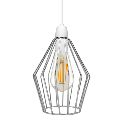 Modern Vintage Chrome Industrial Metal Rustic Lampshade Vintage Light Open Wire Frame cage Diamond Geometric Shape Lamp