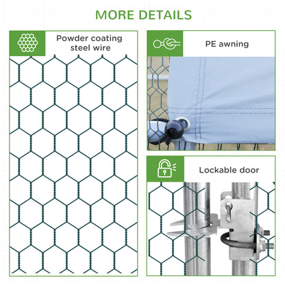 PawHut Large Hen Coop, Galvanised Walk In Chicken Run with Cover, 6 x 3 x 2m, Silver