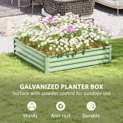 Outsunny Square Raised Garden Bed Box with Weatherized Steel Frame for Vegetables, Flowers, & Herbs, 120 x 120 x 30cm, Light Green