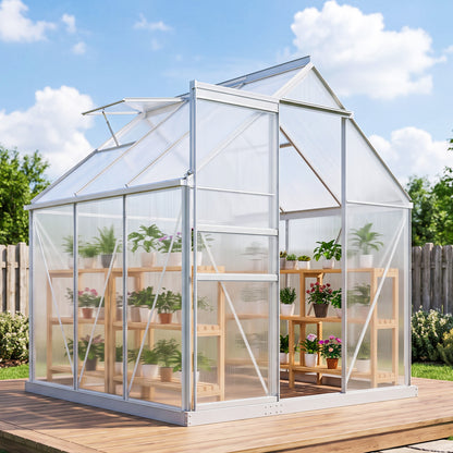 Outsunny 190 x 190cm Walk-In Polycarbonate Greenhouse