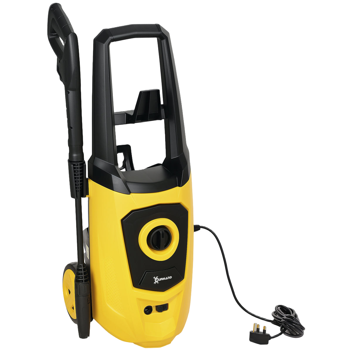 DURHAND 1800W High Pressure Washer, 150 Bar Pressure, 510 L/h Flow, High-Performance Portable Power Washer Jet Wash Cleaner with 6M Hose, Snow Foam Bottle for Garden, Car, Furniture, Yellow
