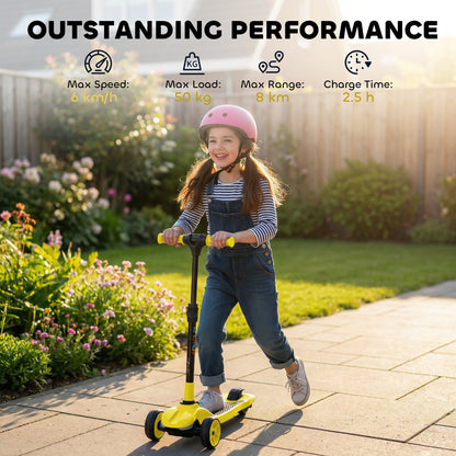 AIYAPLAY Three-Wheel Foldable Electric Scooter for Kids Aged 6-10 Years, Yellow