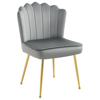 HOMCOM Velvet-Feel Shell Accent Chair - Grey
