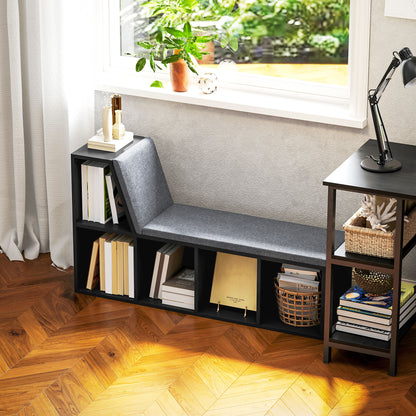 HOMCOM 2 Tier Modern Bookcase Bookshelf with Removable Cushions for Living Room