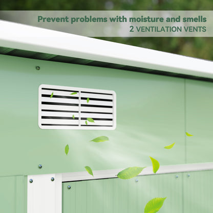 Outsunny 7 x 4ft Outdoor Garden Metal Storage Shed, Tool Storage Box for Backyard, Patio and Lawn, Light Green