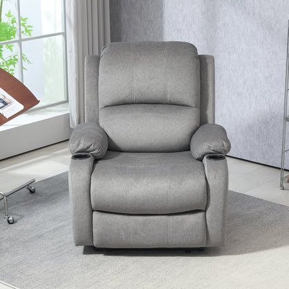 HOMCOM Microfibre Manual Reclining Armchair with 135° Recline Back and Footrest - Grey