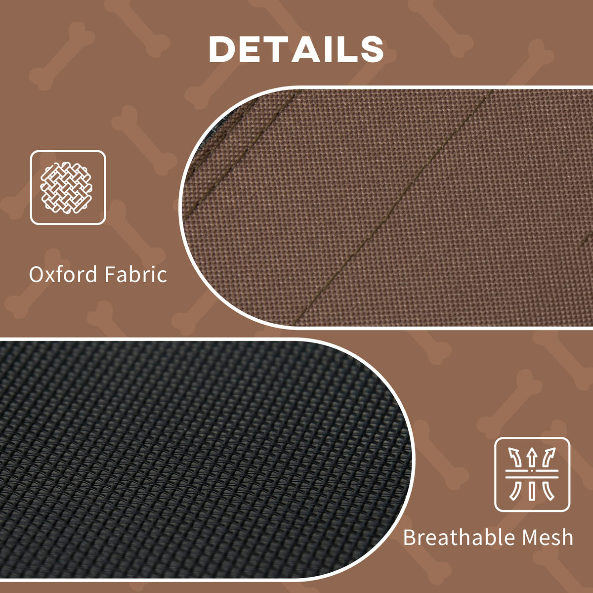 PawHut Outdoor Dog Bed with Removable Canopy, Portable Raised Dog Bed for Camping, Garden & Beach, Water-Resistant UV-Protection Mesh Pet Cot Sun Lounger, for Small Pets, 61 x 46 x 62 cm, Brown