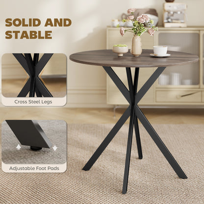 HOMCOM 80cm Industrial Round Dining Table - Brown