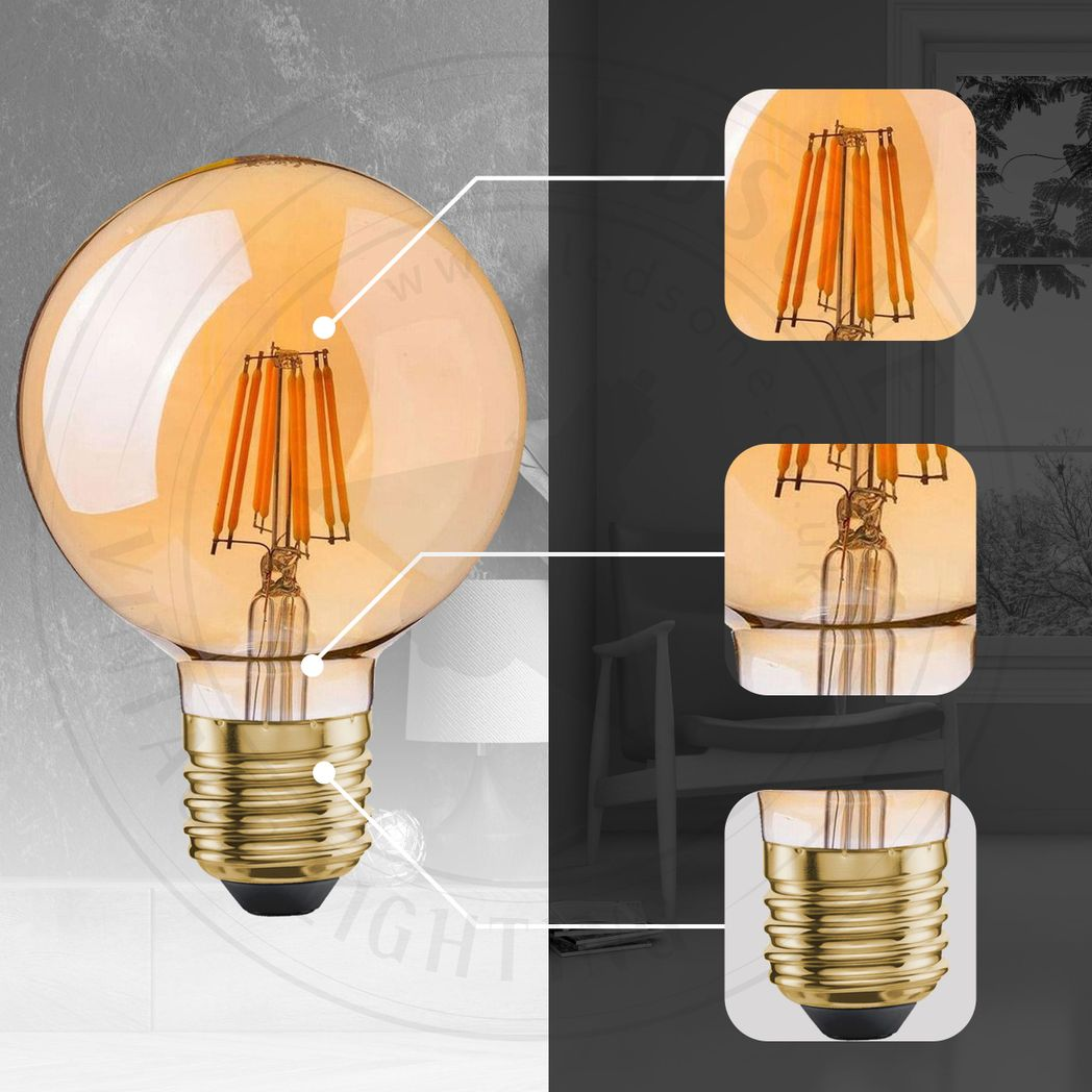 10 Pack E27 LED Edison Dimmable Vintage Amber Glass Warm white 2700K Light Bulbs