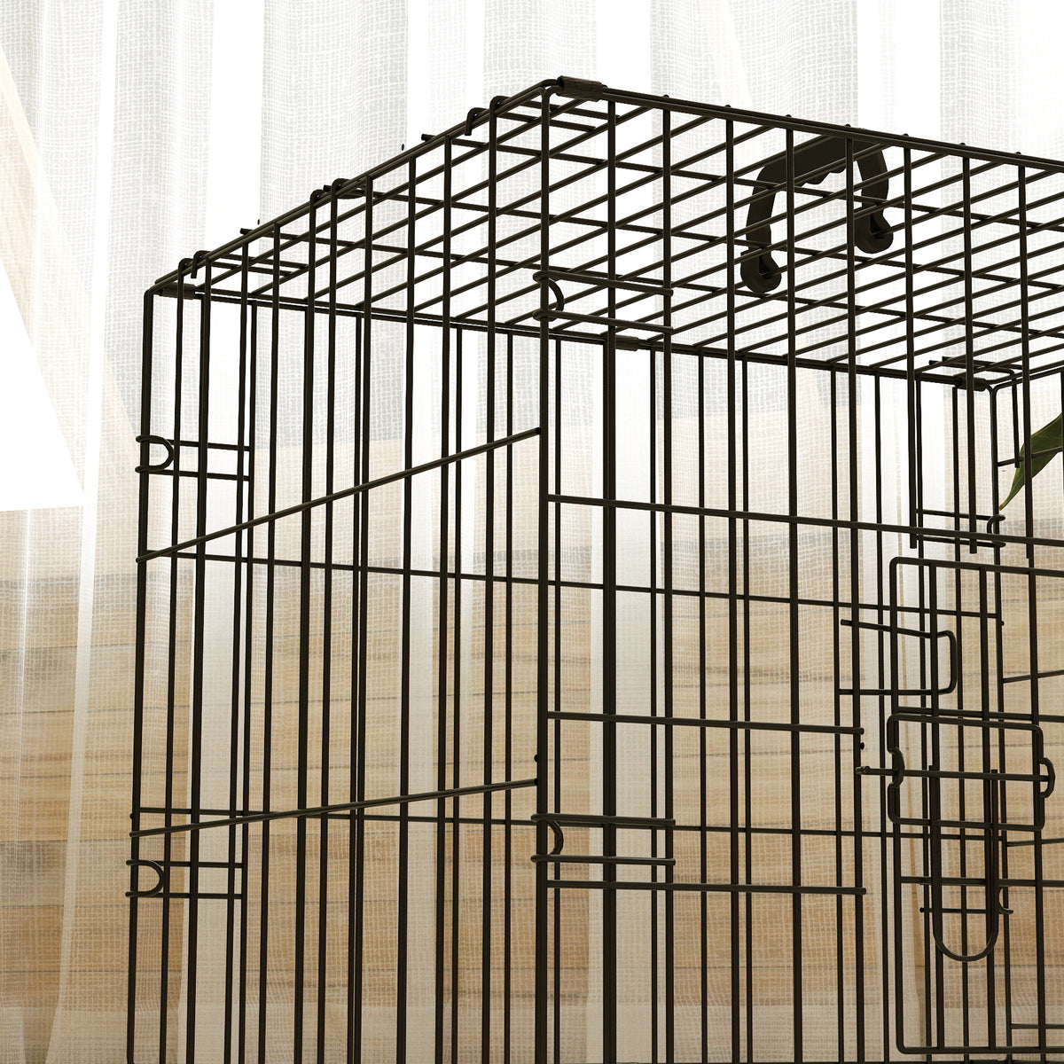 PawHut Foldable Dog Crate with Two Doors with Tray, Soft Cushion, for Extra Small Dogs, 60 x 45 x 50, Black