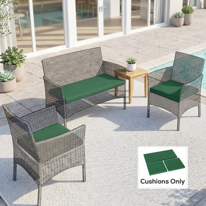 Outsunny Outdoor Seat Cushion Pads for Rattan Furniture, 3 PCs Garden Furniture Cushions, Green