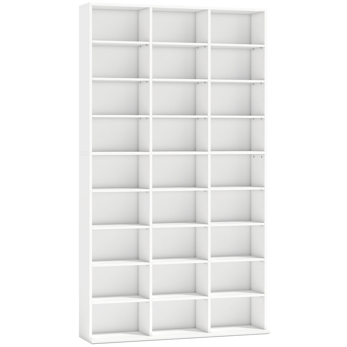 HOMCOM 835 CD/500 DVD Storage Unit, Blu-ray Media Storage Shelf with 27 Compartments and 21 Adjustable Shelves, White