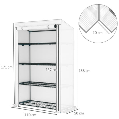 Outsunny Four-Tier Mini Greenhouse - Grey/White