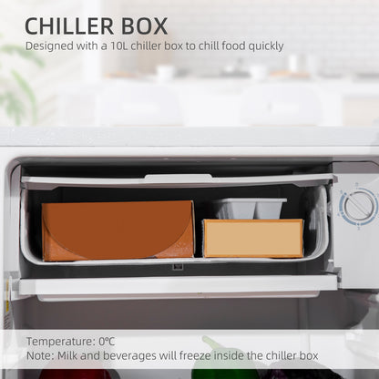 HOMCOM 91L Small Fridge with Chiller Box Under Counter Fridge with Reversible Door, Good Housekeeping Institute Approved, White