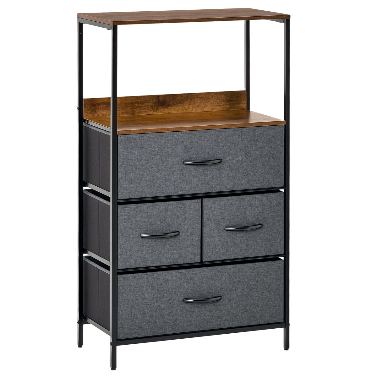 HOMCOM 4 Drawer Storage Chest Unit Home Cabinet w/ Shelves for Living Room Bedroom Entryway Living Furniture, Black