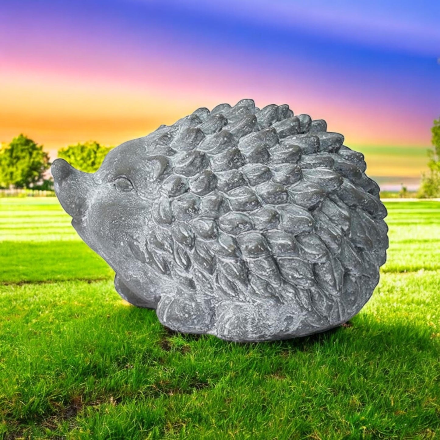 Durable Stone-Look Hedgehog Garden Sculpture – Cement Animal Ornament, Frostproof & Weather-Resistant, Perfect Indoor & Outdoor Décor for Lawn, Patio, Porch, Balcony (21cm Grey Hedgehog Statue)