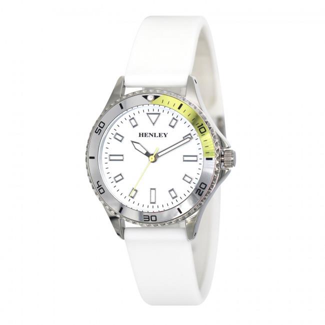 Henley Ladies Aluminium Top Ring Silicone Sports Watch White H06188.4