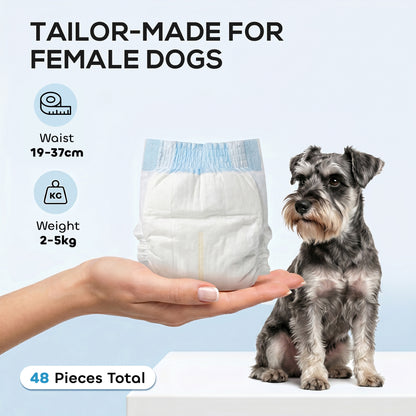 PawHut Disposable Dog Diapers Female for S Dogs Incontinence or Excitable Urination and Training 48 Count