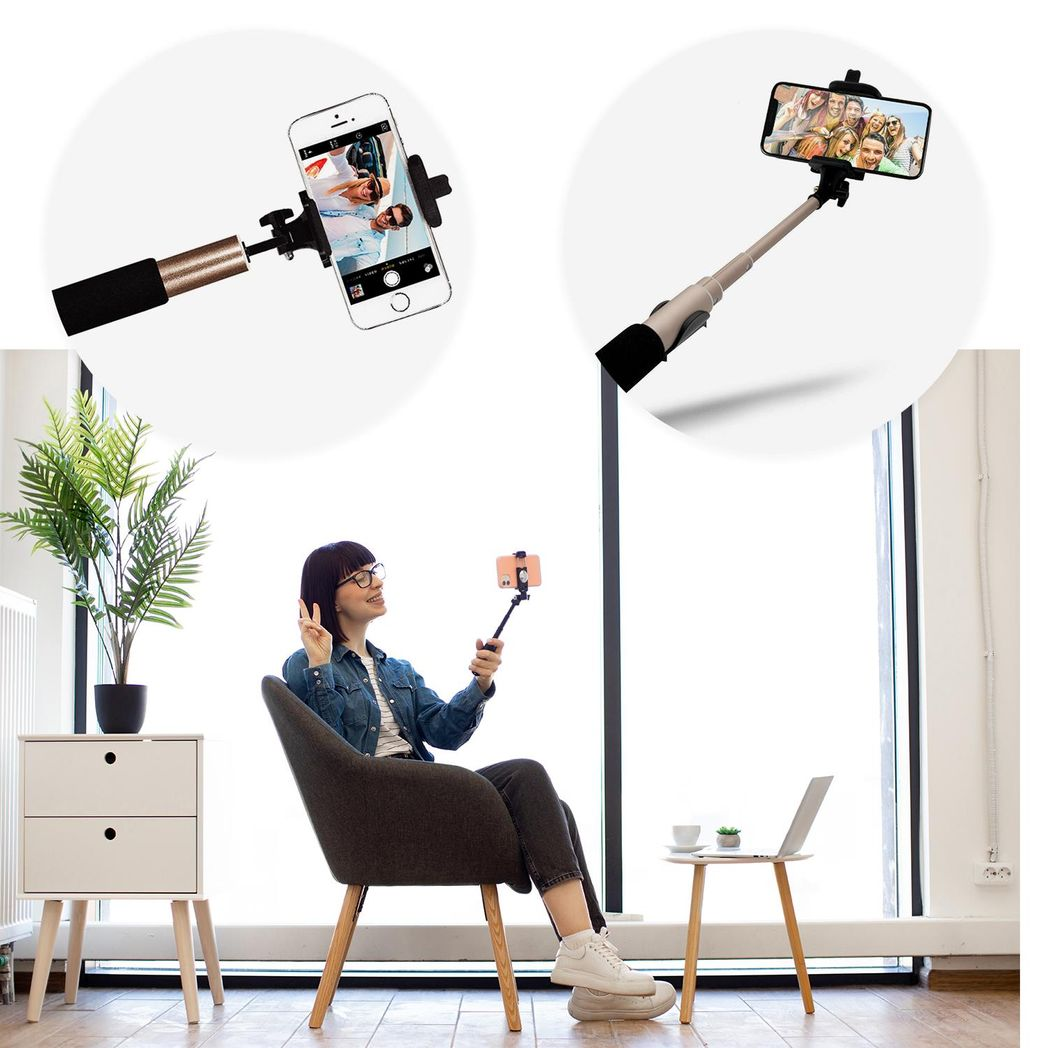 Aquarius Selfie Stick with Video Function - Gold