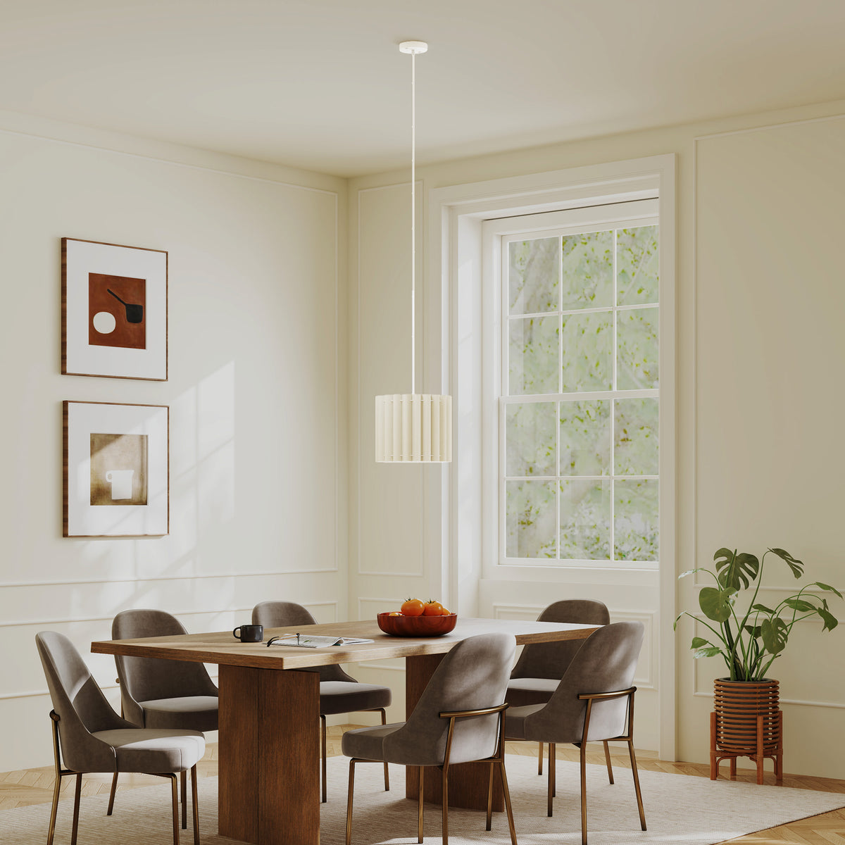 HOMCOM Linen Pendant Light, Bedside Ceiling Lamps with E27 Bulb, Modern Hanging Lights for Living Room, Bedroom, Kitchen, Hallway, White