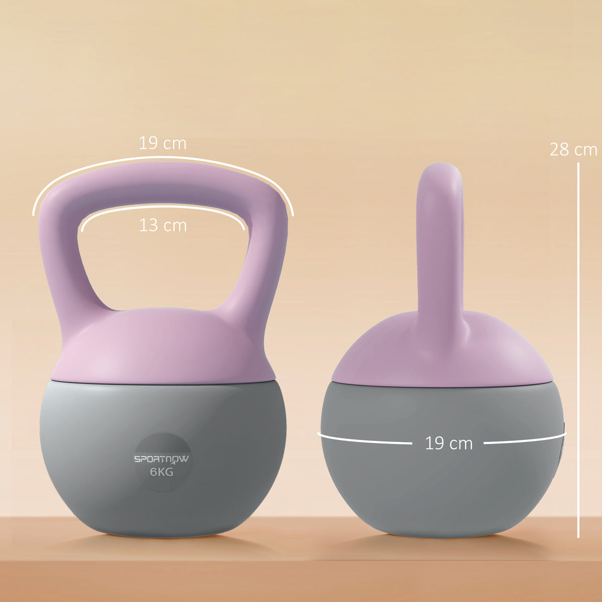 SPORTNOW 6KG Soft Kettlebell, Kettle Bell with Non-Slip Handle for Home Gym, Weight Lifting, Strength Training, Purple/Grey