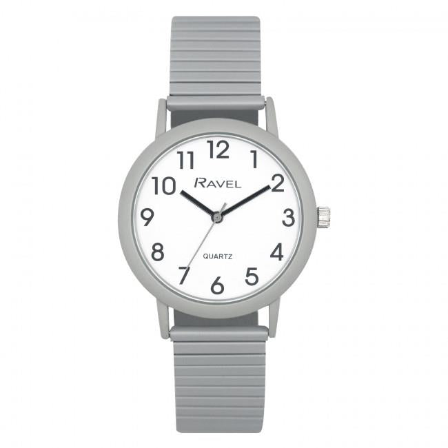 Ravel Unisex Large Size Coloured Expander Bracelet Watch Pastel Grey