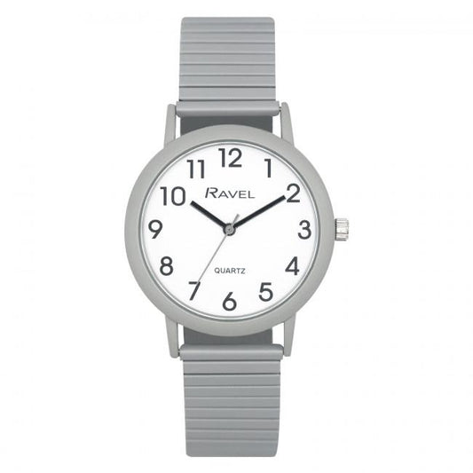 Ravel Unisex Large Size Coloured Expander Bracelet Watch Pastel Grey