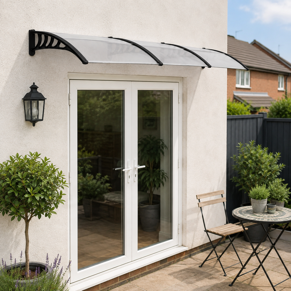 Outsunny Front Door Canopy, Outdoor Awning, 303 x 96cm Rain Shelter for Window, Porch and Front/Back Door, Clear
