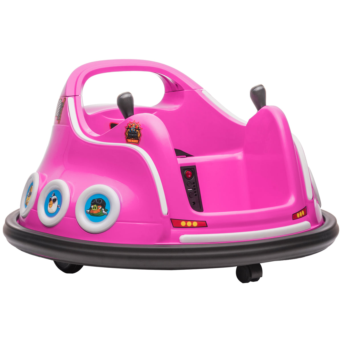 AIYAPLAY Angry Bird Licensed Waltzer Car, 12V Kids Bumper Car w/ Joysticks, Remote, Music LED Lights, Pink