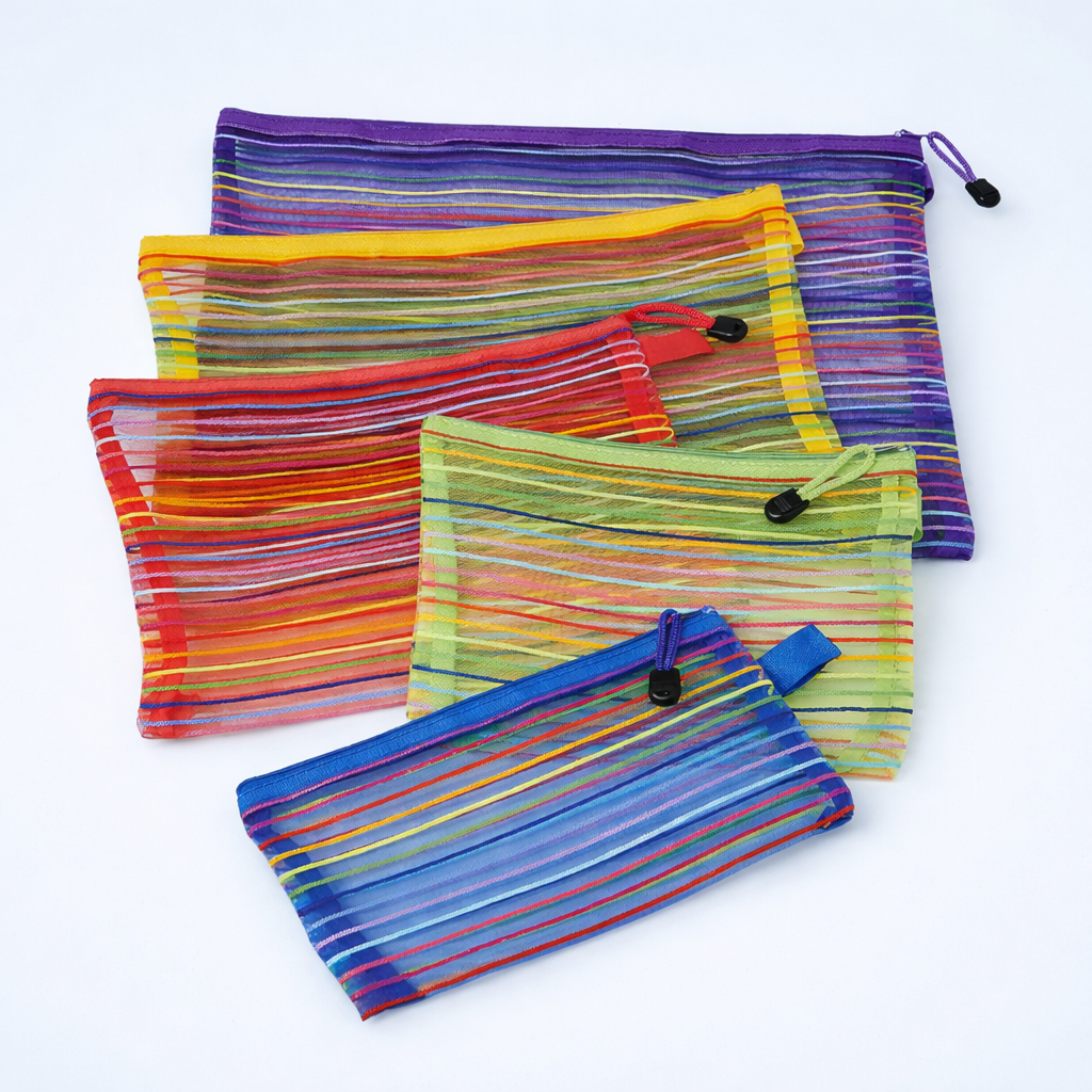 Mesh Zip Up Travel Bags  Set of 5