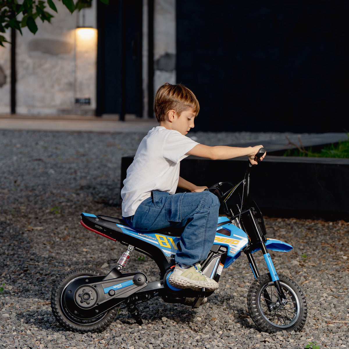 AIYAPLAY Kids Electric Motorbike 3 Gearboxes Speed Ride on Motorcycle with 40min Ranges - Blue