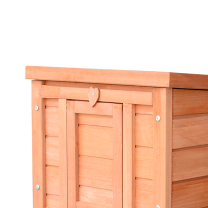 PawHut Wooden Rabbit Hutch Outdoor, Guinea Pig Hutch, Rabbit Hideaway, Cat House, Bunny Cage Small Animal House with Openable Roof, 51 x 42 x 43 cm, Natural