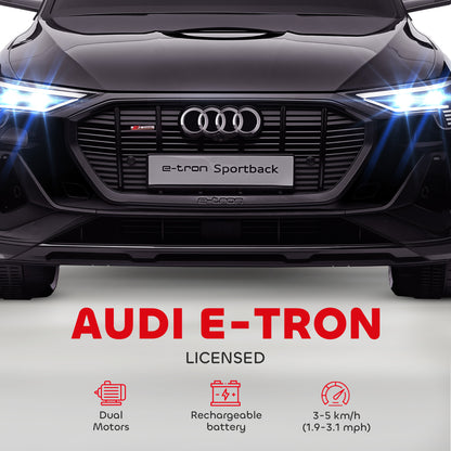 HOMCOM Audi E-tron Licensed 12V Kids Electric Ride on, Electric Car for Kids, with Parental Remote, Music Lights MP3, Suspension Wheels, for 3-5 Years, Black