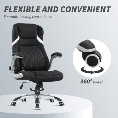 Vinsetto Linen-Look Office Chair, with Adjustable Height and Tension - Black