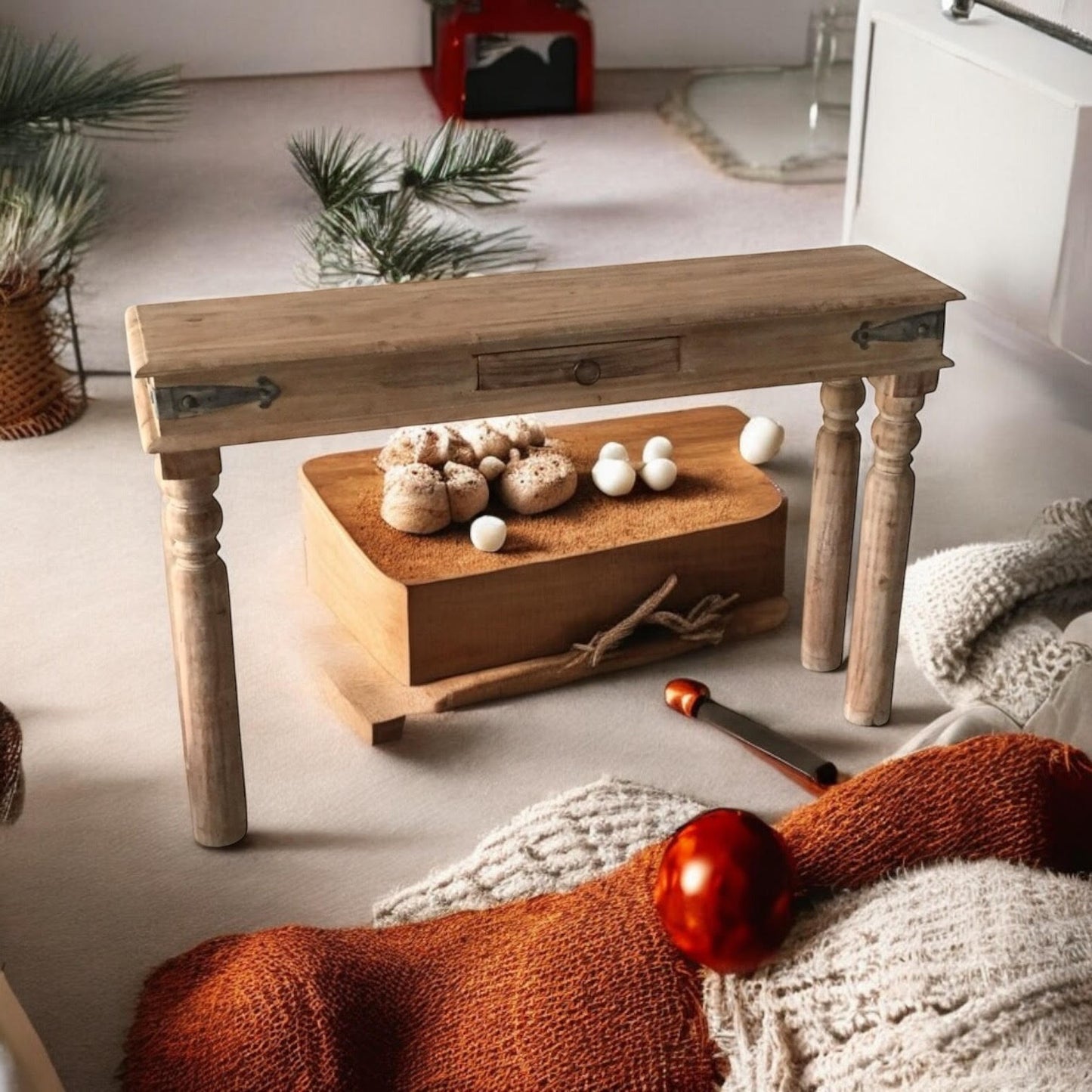 AcaciaHome Durable and Elegant Wooden Console Table – Stylish & Modern, Perfect for Entryways & Living Rooms with Spacious Storage & Elegant Design, Ideal for Home Décor, Office Spaces
