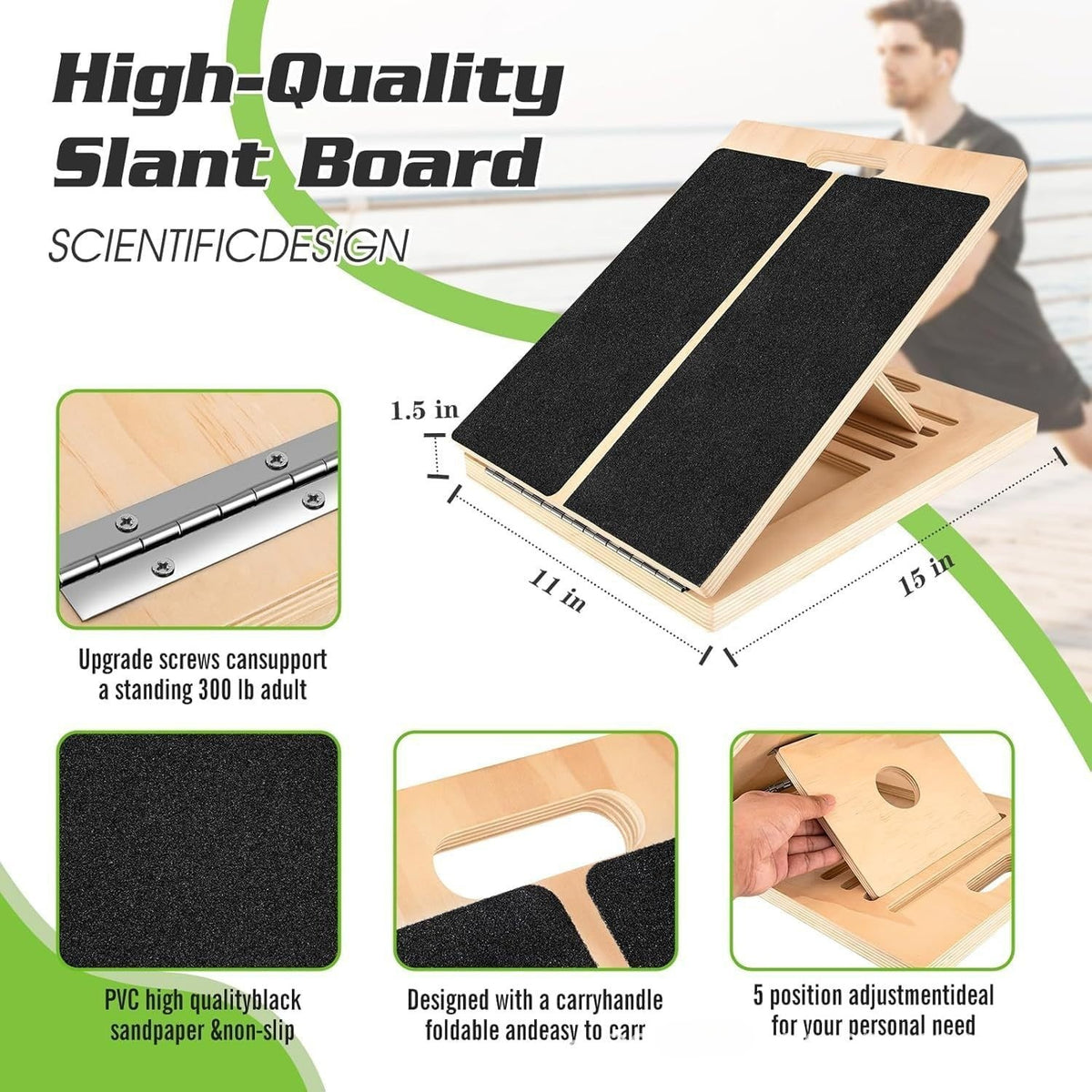 New Wooden Calf Incline Board for Yoga Workout Slant Board Calf Stretcher Folded