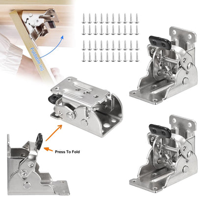 4x Folding Table Chair Leg Hinges 90 Degree Self-Locking Bracket Hinge Hardware